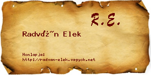 Radván Elek névjegykártya
